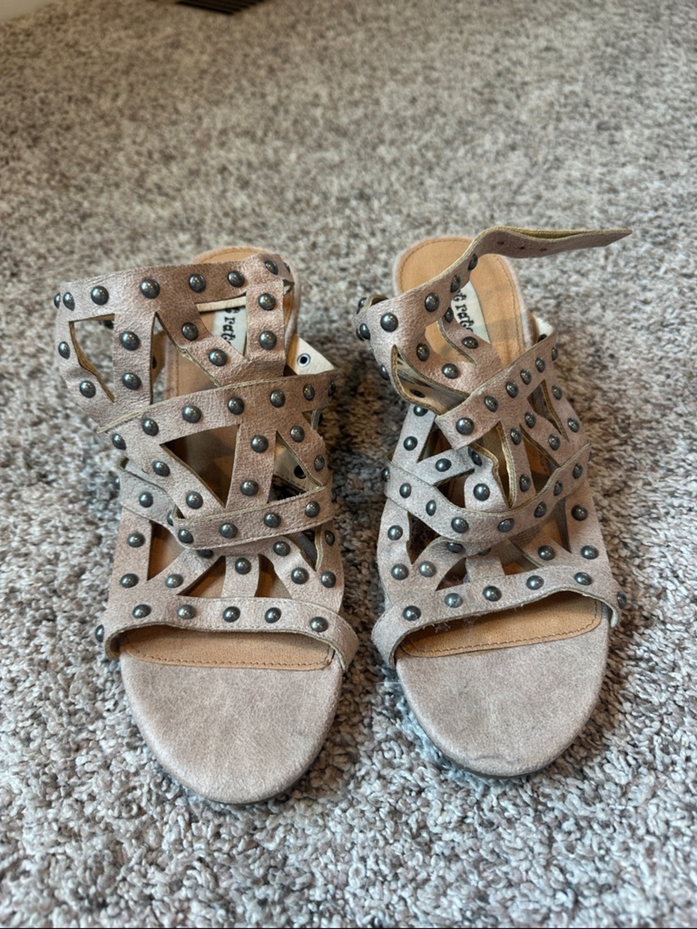 Not Rated Taupe Studded Strappy Women’s Sandals